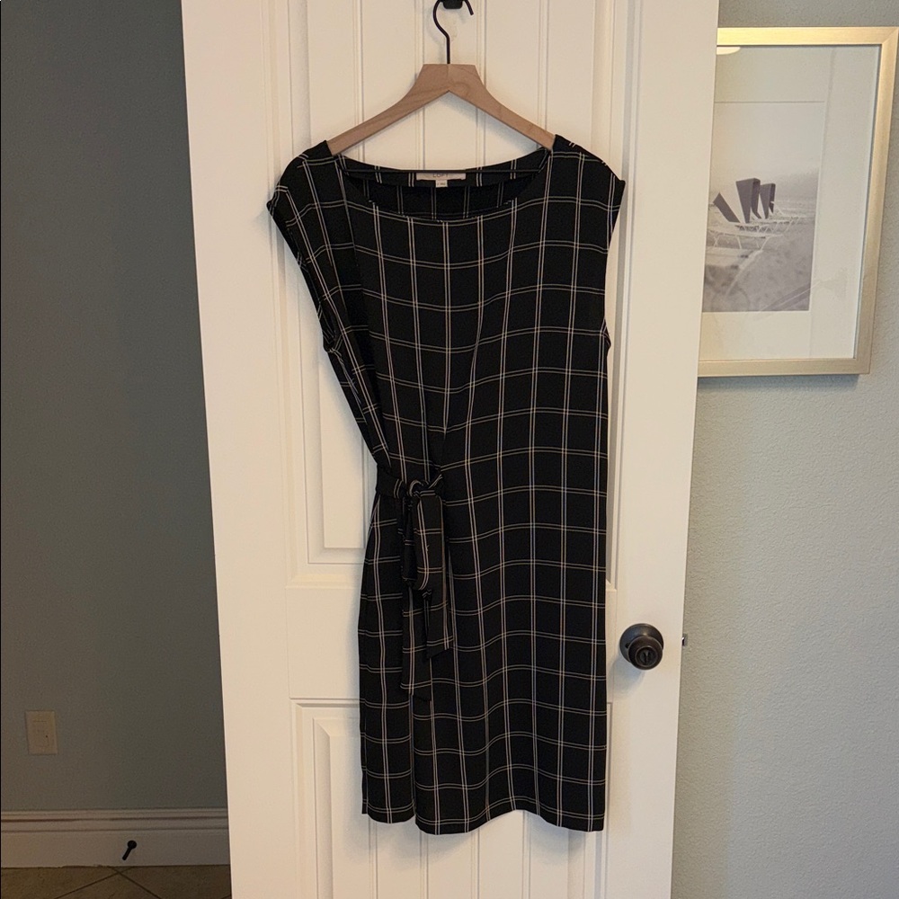 LOFT Black and White Checkered Midi Dress